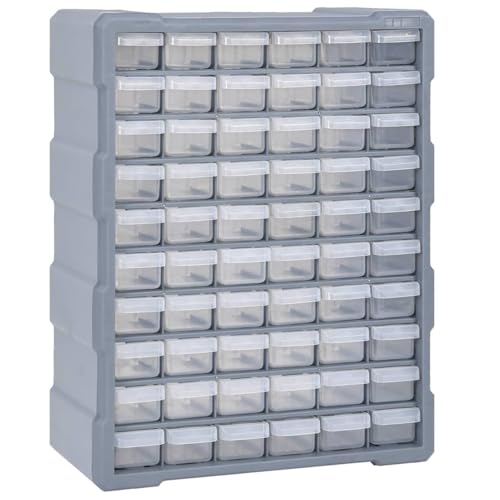 Gecheer Multi Schubladen Organizer mit 60 Schubladen Sortimentskasten Kleinteilemagazin Aufbewahrungseinheit Werkzeugschrank Bastelbox Werkzeug-Organizer Sortierkasten Sortimentskoffer 38x16x47,5 cm