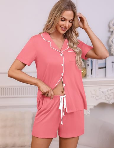 Image of HNG Pajama Sets for Women 2 Piece PJ Sets Short Sleeve Lounge Set Fashion Sleepwear XS-3XL