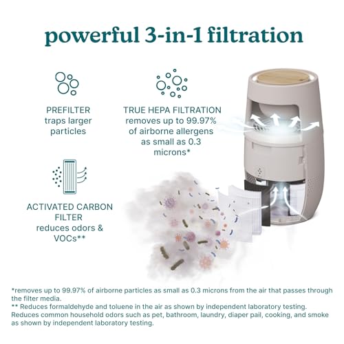 Homedics Natura Air Purifier for Home 975 Sq Ft Bedroom & Office, True HEPA Air Cleaner with Activated Carbon Air Filter, Smart Air Quality Sensor, Auto Mode, Sleep Mode, Timer, Odor Reducer by Homedics - Image 7