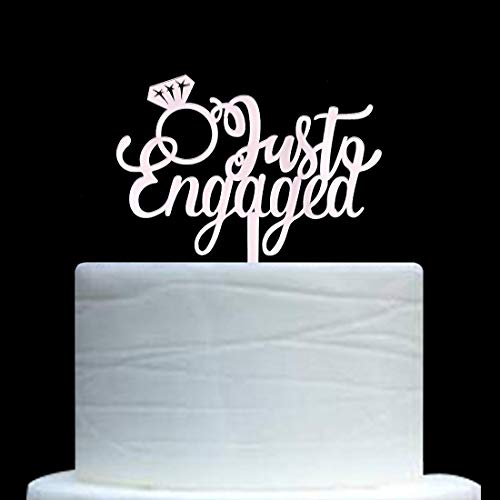 Just Engaged Cake Topper, We're Engaged Cake Topper For Engagement Party Decoration, Mirror Rose Gold Acrylic #TOP4