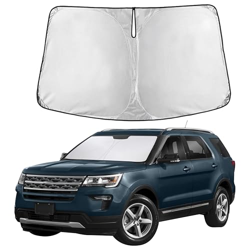 Image of Autovir Windshield Sun Shade Fit for 2011-2017 2018 2019 Ford Explorer Sunshade, Front Car Window Shades Sun Visor, Blocks UV Rays & Heat, Car Accessories