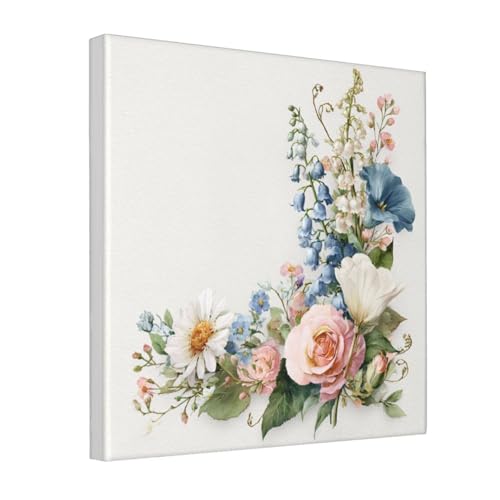 Lienzo decorativo de rosas para renovar paredes vacías con un cuadro enmarcado de 30x30