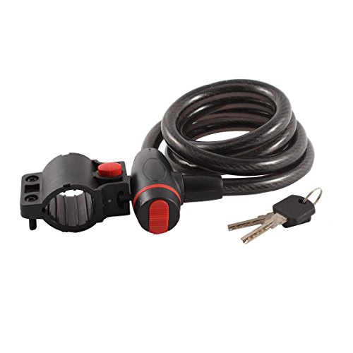 Aexit Black Bicycle Bike Locks Safeguard Steel Wire Inside Locking Lock 1.2m Length w U-Locks 2 Key