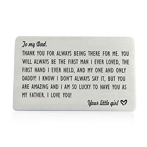 XGAKWD Dad Gifts from Daughter, Engraved Wallet Inserts for Father Papa, Fathers Day Birthday Wedding Thank You Gifts for Daddy from Daughter Kids