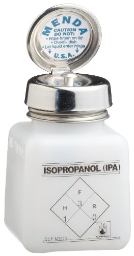 Menda 35396 HDPE Bottle with Stainless Steel Pure-Touch Pump Imprinted 'ISOPROPANOL (IPA)', 4 OZ Capacity