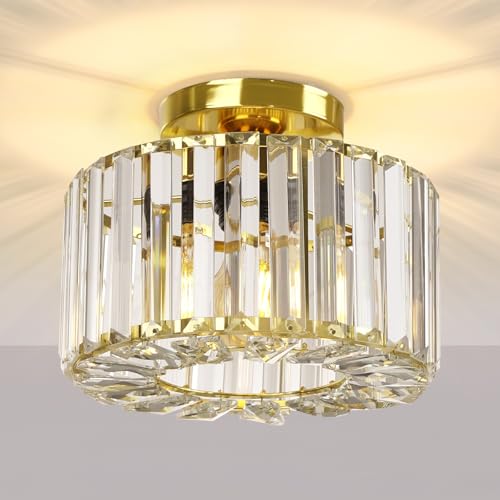 FRIDEKO HOME Kristall Deckenlampe Gold Modern K9 Kristall Deckenleuchte...