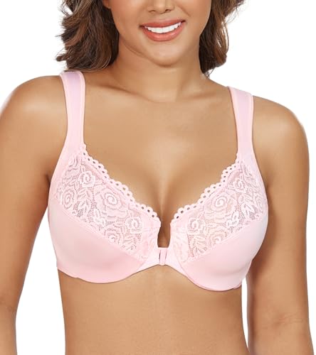 Image of DotVol Women's Plus Size Front Closure U-Back Underwire Wide Strap Everyday Bra