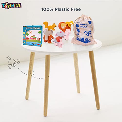Image of Toyshine Wooden Zoo Animal Blocks Stacking and Balancing Toy, Toddler Wood Animal Figures Blocks Imaginative Play, Preschool Educational Toys and Stack Balance Games for Kids - M2