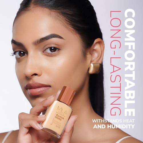 Image of Mila Beaute Perfect Matte Long Wear Foundation | High Coverage, Light Weight & Water Resistant I Oil Free Formula With SPF 15 & Vitamin E | Smooth Matte Finish | Keeps Skin Hydrated | Shade - (1 Natural, 30ml)