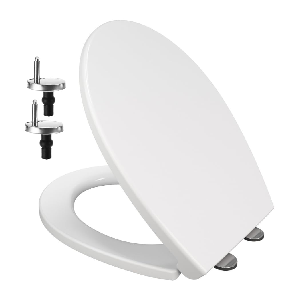 Soft Close Toilet Seat, Oval Standard Size Toilet Seat, Quick-Release for Easy Cleaning, Durable Loo Seat, Comes with Top Fitting By AAN®
