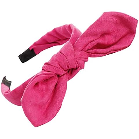 CixNy Women Bow Knot Print Hair Hoop Hair Band Hair Comb Headpiece Hair Accessories Tiara Crown Hair Hoop Hairband Hairpins for Girls and Women (Hot Pink, One Size) Cover
