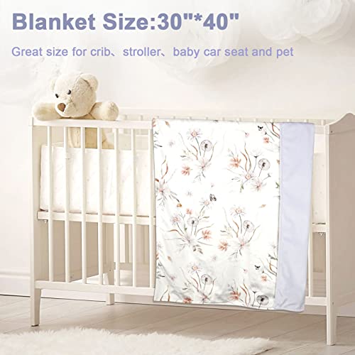 Caruili Baby Blanket For Girls, Vintage Floral Fleece Blankets Double Layer Super Soft Warm Crib Minky Blanket For Toddler Bed, Nursery, Stroller, Car Seat, 30 X 40 Inch, Flower & Butterfly, Purple #TOP1