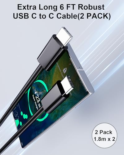 Super Fast Charger USB-C, 2 Pack 45W Fast Charging for Samsung Galaxy S25 Ultra/S25+/S25/S24 Ultra/S24+/S24/S23/S22/S21,A56,A55,A36,A16,Z Fold 6/Flip 6,Tab S10 S9,USB C Plug with 1.8M 5A Type-C Cable - Image 4