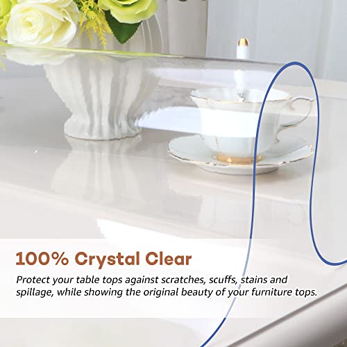 Rostikong Clear Acrylic Table Cover Protector Pad 22 X 48 Inch Transparent Plastic Tablecloth Vinyl Table Pad Office Writing Desk Pad Waterproof Kitchen Dining Room Coffee End Table Top Protector Roll #TOP3