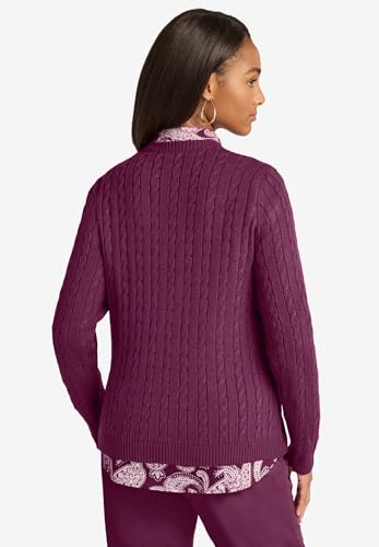 Jessica London Women's Plus Size Cable Crewneck Sweater2