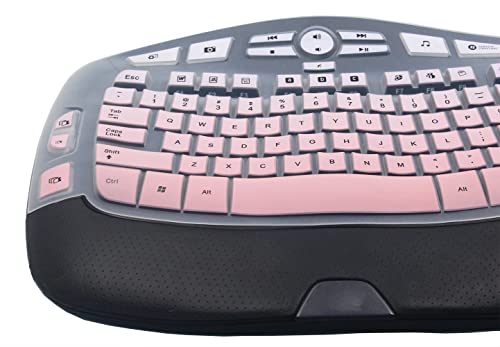 Ultra Thin Desktop Pc Silicone Keyboard Cover Skin Protector Compatible With Logitech K350 Mk550 Mk570 Wireless Wave Keyboard (Not For Other Desktop Keyboards) (Gradient Pink) #TOP4
