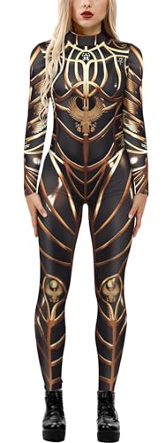 FEOYA Skelett-Kostüm für Damen Halloween Kostümparty Rollenspiel Cosplay Bodysuit Jumpsuit Clubwear