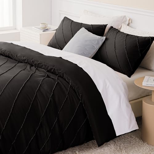Whale Flotilla 7.5 Tog King Size Duvet Set, Soft Reversible Coverless Duvet for All Seasons, Warm Lightweight Bedding Comforter Set with 2 Pillow Shams, 220x230cm, Black