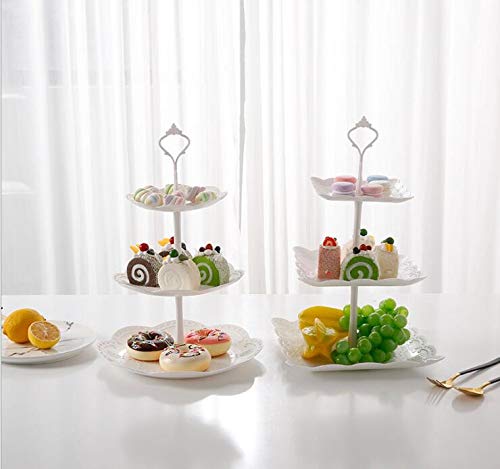 Soporte cuadrado de 3 niveles con forma de flor para exhibir pasteles, cupcakes, galletas, magdalenas, fiestas y bodas Cover