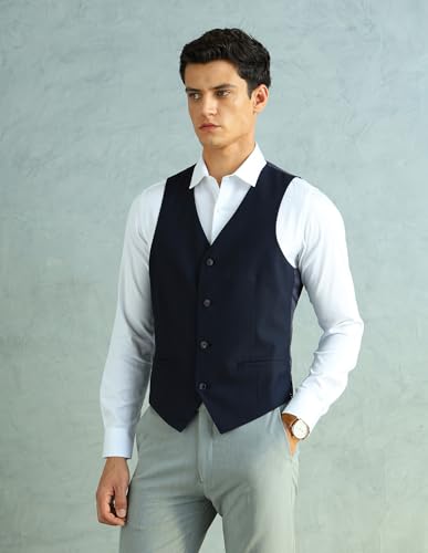 Image of Arrow Men Regular fit Polyester Solid Waistcoat