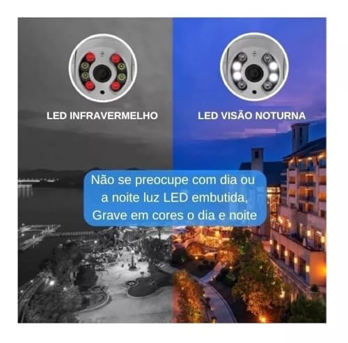 Câmera de Segurança Ip Wifi Hd 1080p A8 Câmera Icsee Visão Noturna Infravermelho Externa Prova D'ág