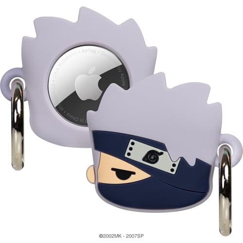 iFace Naruto Shippuden - Funda de figura de anime compatible con Apple AirTags - Funda protectora de silicona para llavero [clip de mosquetón incluido] - Kakashi