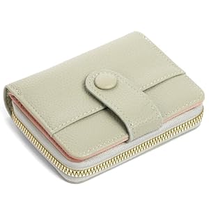 Women’s Leather Wallet, Purses for Women Genuine Leather, Zipper Coin Pocket with Multiple Compartments, Minimalist Small Ladies Purse, Excellent Credit Card Holder with ID Window, Gray