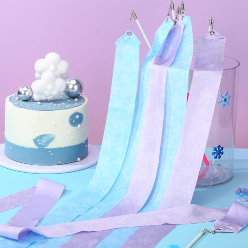 Image of Soulchen 20 Pack Pink and Green Witch Party Favors Witch and Theme Wands with Thank You Cards Pink Green Dance Ribbons Birthday Party Favors Dance Streamers Gift(20 Pcs,Snowflake)