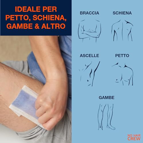No Hair Crew Strisce Depilatorie Corpo Alta Prestazione - Per Uomo, 20 Strisce + 4 Salviette Post-Epilaziona Lenitive - 3