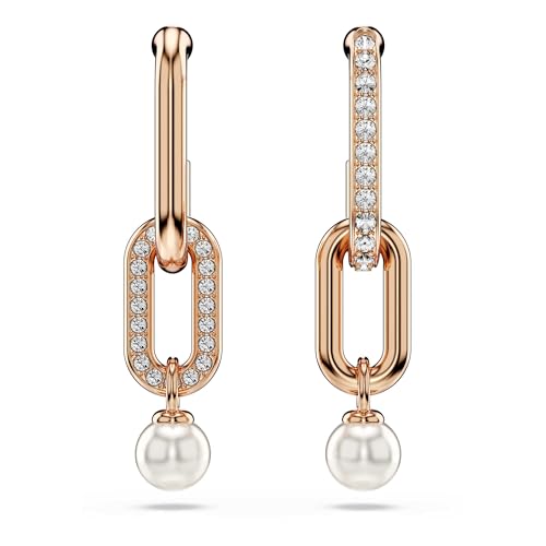 Constella ドロップピアス クリスタル・パール, ラウンドカット, ホワイト, ローズゴールドトーン・プレーティングの商品画像