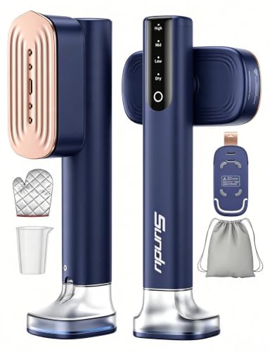 Image of Sundu Travel Steamer for Clothes,35 g /min Steam Quick Wrinkle Removal | Garment Steamer With 180ml Tank,35min Powerful Steam,4 Modes ,Touch Control, LED Display,Portable for Travel & Home Blue