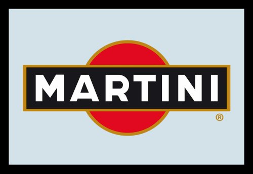 Empire 552044 - Specchio Stampato con Logo Martini, con Cornice in plastica Effetto Legno, 30 x 20 cm
