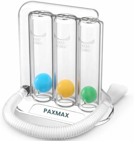PAXMAX spirometer for Lungs Breathing Exercise | Respiratory Exerciser | 3 Balls Incentive Respirometer With Air Filter and Precise Inhalation Valve | Washable, Hygienic and Detachable