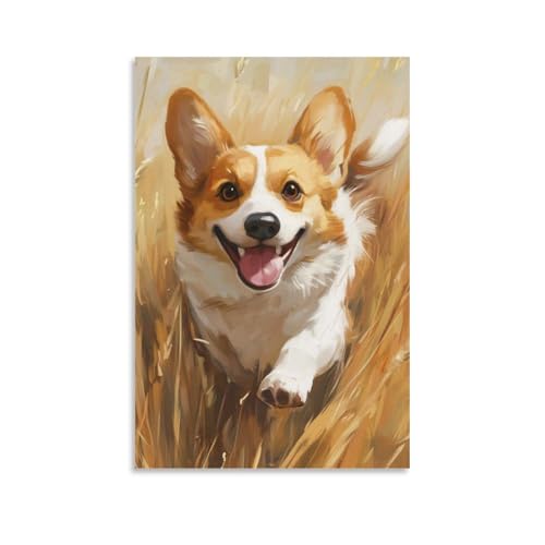 Corgi cuadro en lienzo impreso en alta definición con colores vivos para pasillos