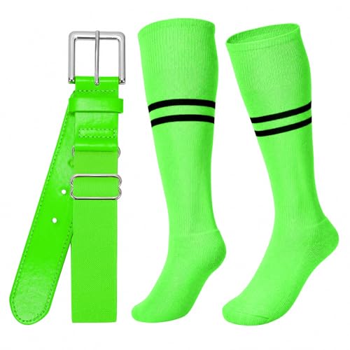 Image of XZQTIVE Baseball Softball Socks and Belt Combo Set Adjustable Softball Socks and Elastic Belt for Kids Youth Adult