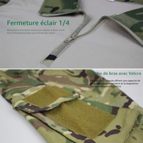 zuoxiangru Hommes Tactique Combat T-Shirt (CP, EU 2XL=Étiquette 4XL) – vue 5