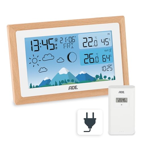 ADE Wetterstation Funk mit Außensensor | Innen- und Außentemperatur mit Wettervorhersage | Hygrometer und Barometer | Funkwecker mit 2 Weckzeiten | inkl. Batterie und Netzadapter ADE Wetterstation Funk mit Außensensor | Innen- und Außentemperatur mit Wettervorhersage | Hygrometer und Barometer | Funkwecker mit 2 Weckzeiten | inkl. Batterie und Netzadapter