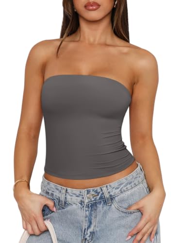 Tube Tops Double Lined Non Slip Silicone Gripper 27 tube tops - dark grey