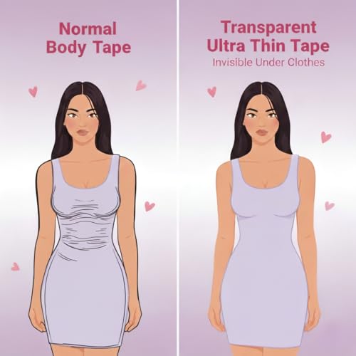 Image of GetSnappy Transparent Body Tape for Women | Ultra-Thin Invisible Breast Lift Tape with 8 Nipple Covers| Strong Adhesive, Sweat-Proof & Skin-Friendly | Up to 12 Hrs Sticking Capacity | 7.5cm x 5m