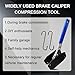 Brake Caliper Compression Tool, Brake Caliper Tool, Caliper Piston Compressor Tool with 2 Heavy-Duty Caliper Hooks, 5-in-1 Universal 360° Ratcheting System for Car Disc Brake Repair Blue (Blue)