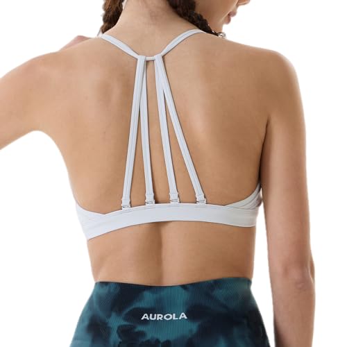Image of AUROLA Mercury Workout Sports Bras Women Athletic Removable Padded Backless Strapy Minimal Crop Top