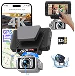 2026 AI Aide à l'entraînement 5G WiFi Cam avant et arrière Dash, UHD 4K+1080P, ADAS & GPS, 360° Avant rotatif x Gratuit 32GB Carte Dual Dashcam, 3" Toucher l'écran, 24H Mode de stationnement, support 512GB Max