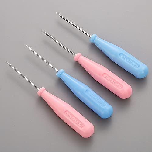 2PCS Random Color Handmade Leather Tool Plastic Handle Cone Needle Shoe Repair Steel Stitcher Sewing Awl Shoes Bags Hole Hook