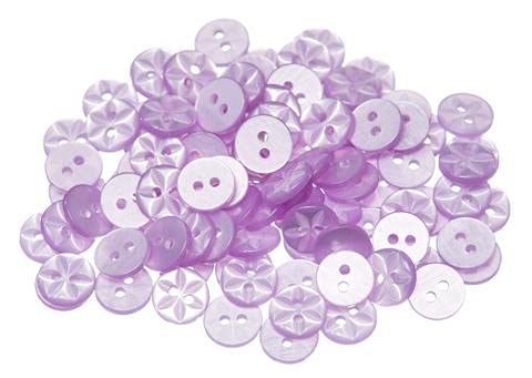 Simply Sew Crafty™ - 100 x Star Baby Buttons - 11mm, 14mm or 17mm - Pink Blue Lemon Mint White Lilac Cream (Lilac, 17mm)
