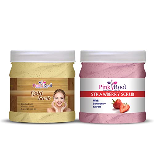 Image of Pink Root Gold Scrub 500gm with Strawberry Scrub 500gm