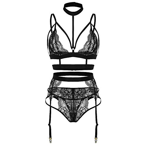 Lingerie féminine érotique avec soutien-gorge dentelle et slip assorti
