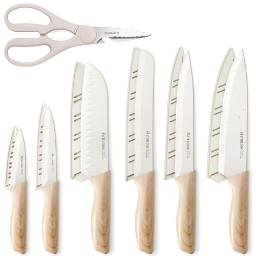 Astercook White Ceramic Coated Knife Set
