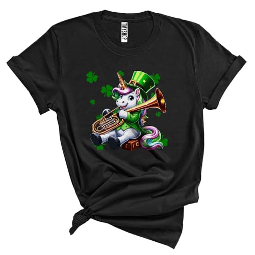 Cute Unicorn Playing Bassoon, Adorable St. Patrick's Day Shamrock Unicorn Lover, Bassoon Team Player Unisex T-Shirt