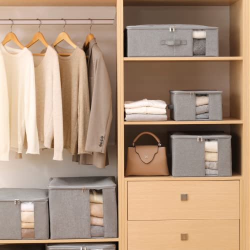 Canfod Under Bed Storage 2 Pack, Under Bed Storage Containers, Blanket Storage Thick Panel, Underbed Storage Clear Window, Stackable Clothes Storage Bins (M（13.7X11X7In） For 8-10 T Shirts, Light Grey) #TOP1