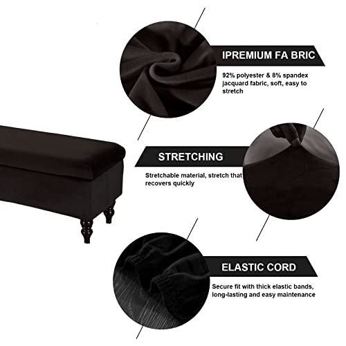 Image of FUANGUI Ottoman Cover Stretch Storage Ottoman Bench Slipcover Printed Folding Storage Bench Ottoman Cover Footrest Stool Slipcover Footstool Protector Cover with Elastic Bottom,Large